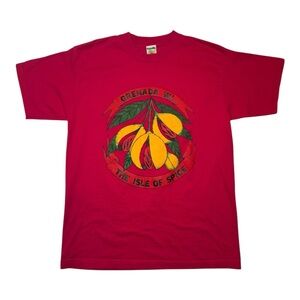 Grenada W.I. The Isle Of Spice Graphic Pink Cotton Tee Shirt Men’s Large
